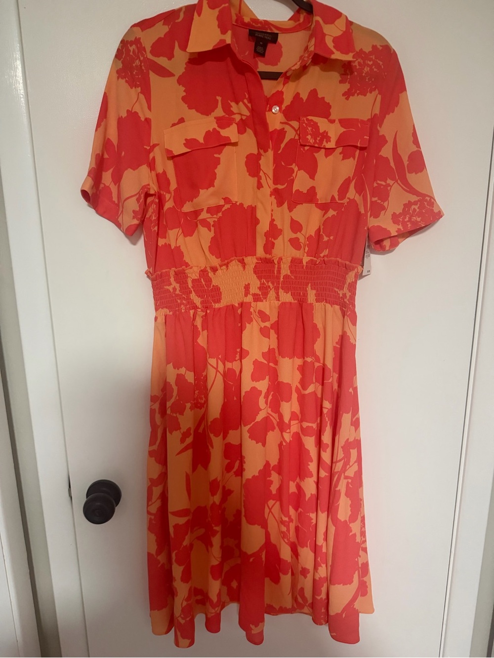 Halogen Coral and Peach Floral Shirt Dress